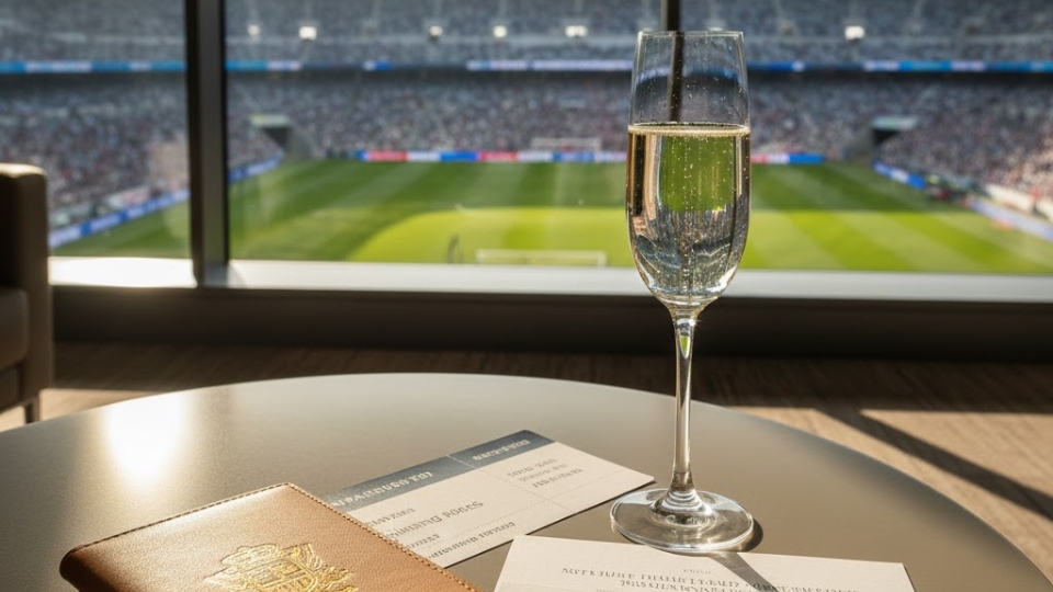 view from a luxury lounge in football stadium during a World Cup game